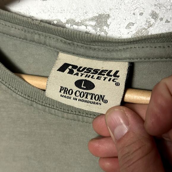 Russell Pro Cotton Pocket Tee Size Large Earth Tone Faded - Picture 4 of 8